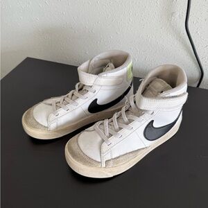 Nike High-Top Sneakers in White and Black with Tan Accents